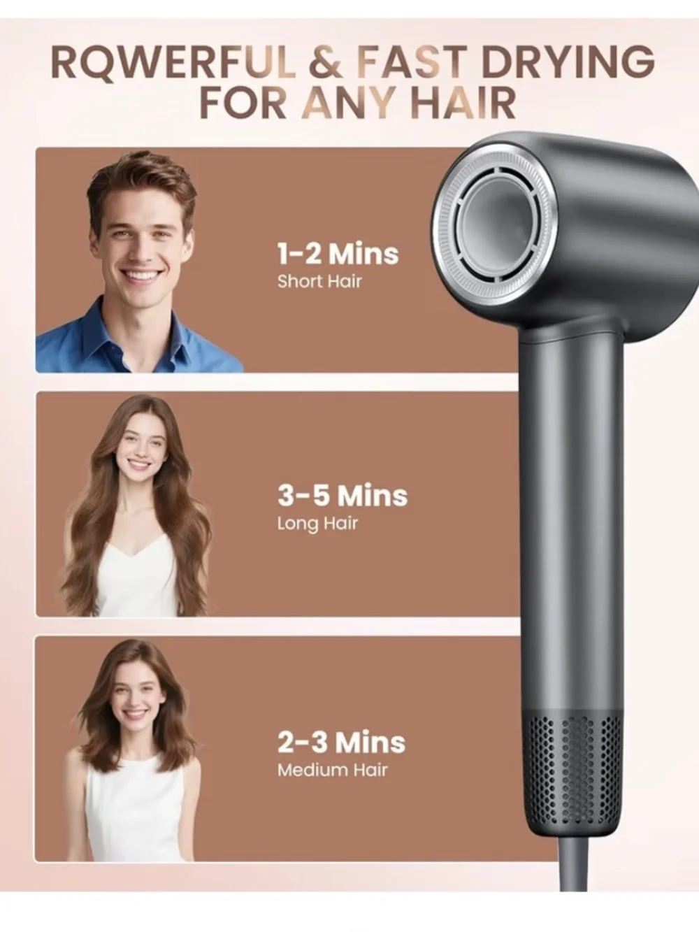 Professional 140000 RPM High-Speed Low Noise Blowdryer - Black - Picture 5 of 5